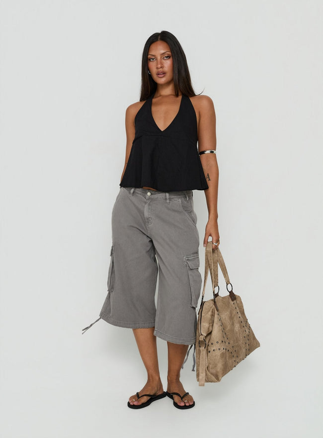 Hudsen Longline Cargo Shorts Charcoal Main Image