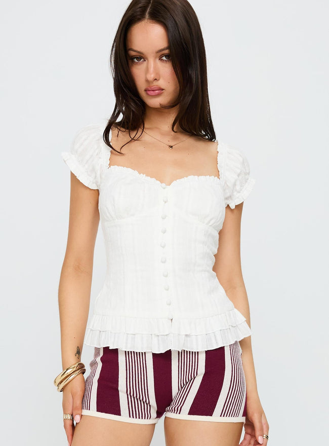 Suiter Frill Detail Top White Main Image