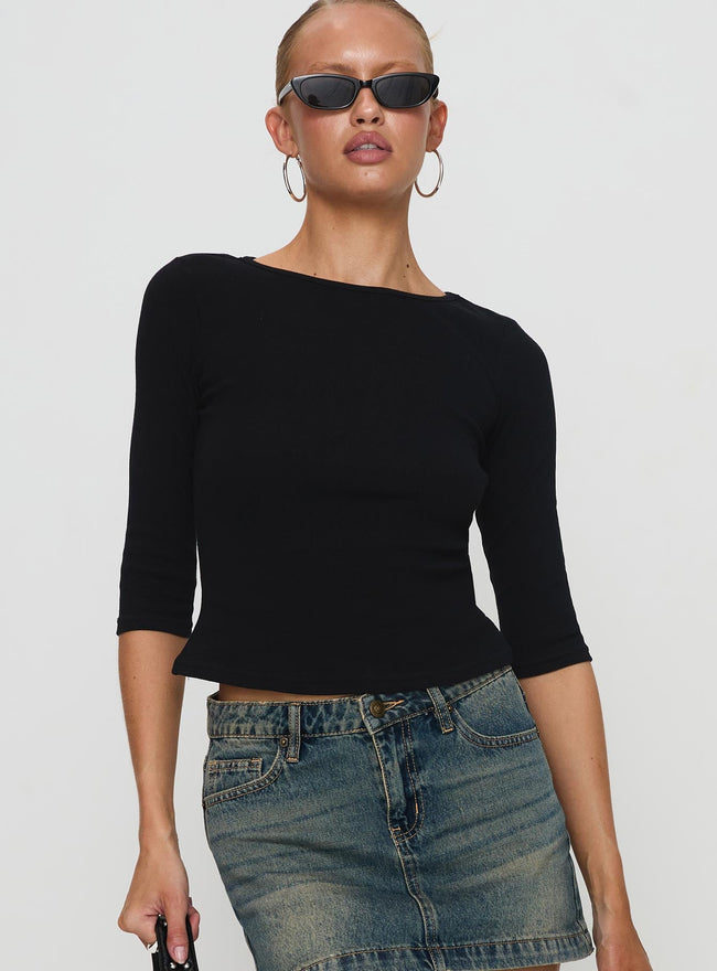 Elaia 3/4 Sleeve Top Black Main Image