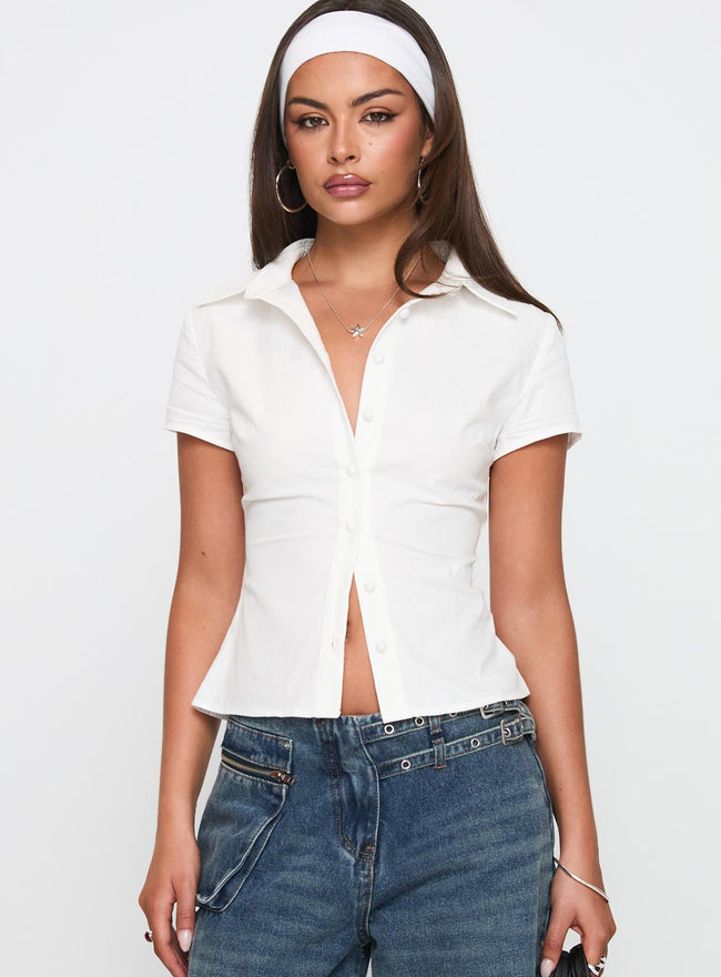 Lift Off Button Up Top White Main Image