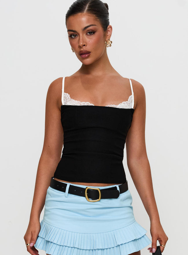 Renaissance Corset Lace Top Black / White Main Image