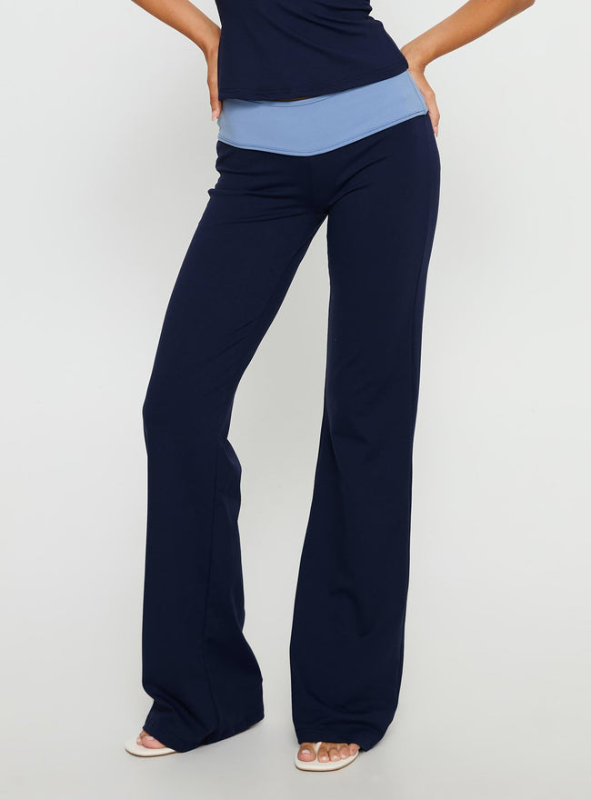Kobee Jersey Flare Pants Navy / Light Blue Main Image