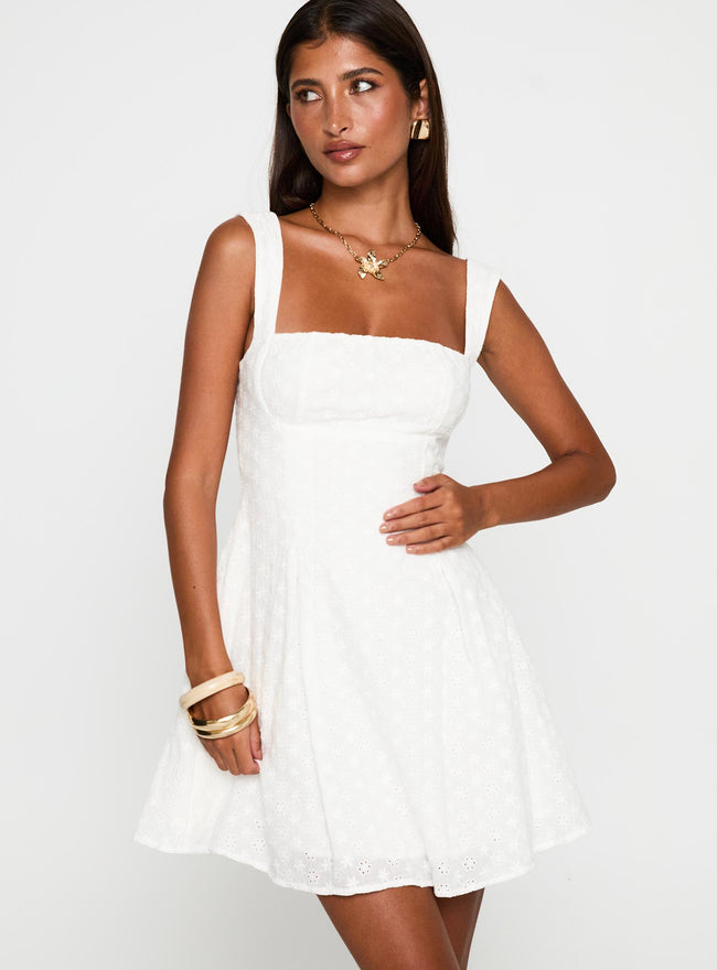 Xanthus Embroidered Mini Dress White Main Image