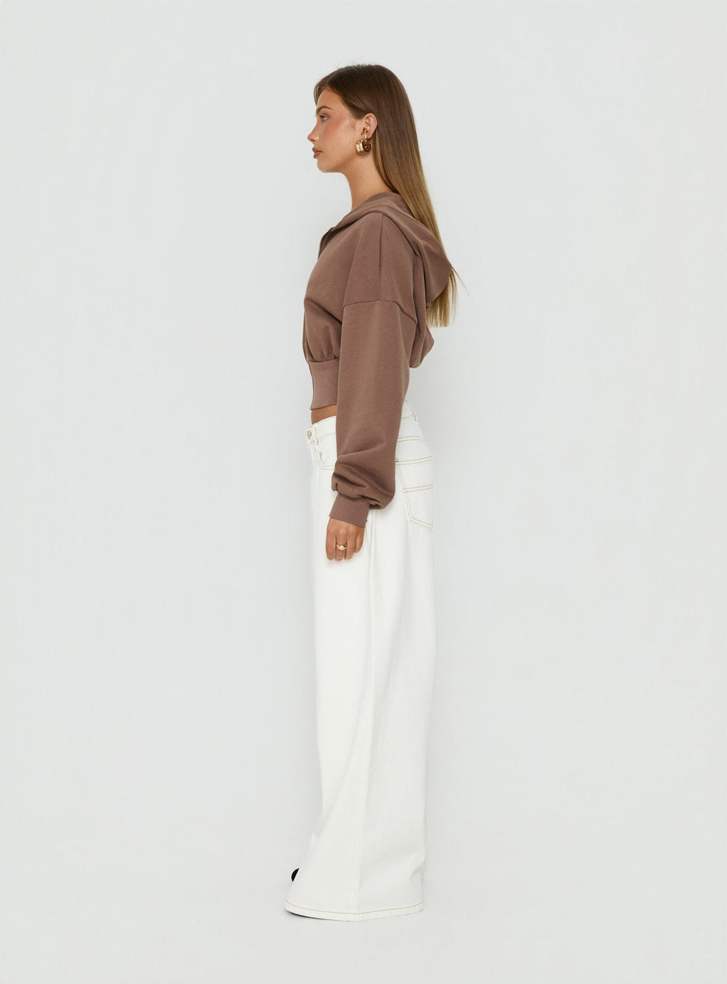 Naylor Mid Rise Wide Leg Jeans Cream Petite