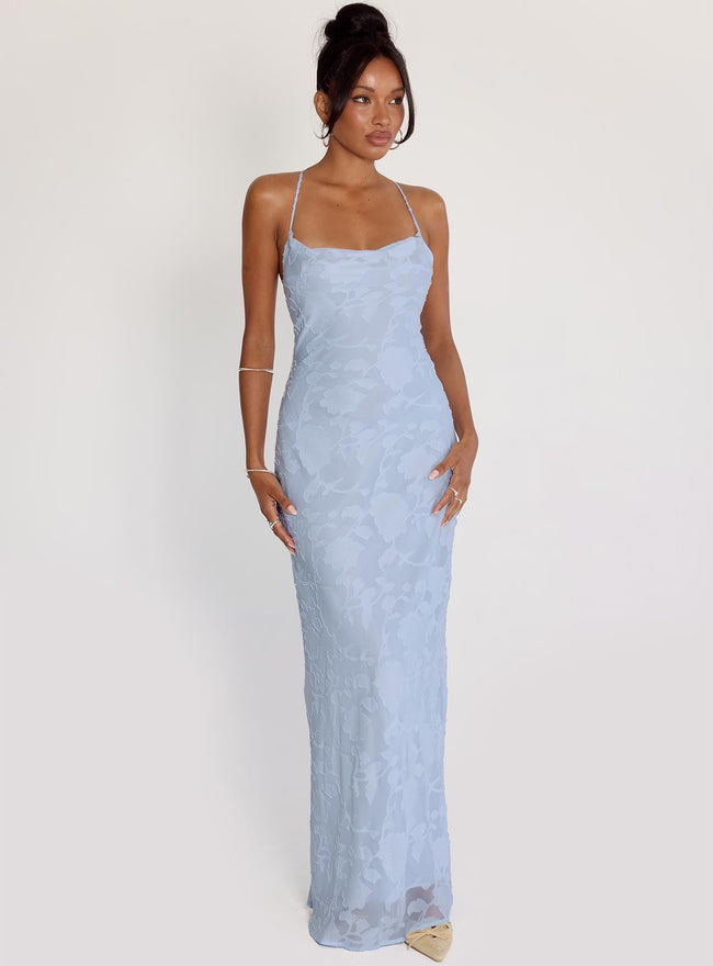 Celena Maxi Dress Blue Burnout Main Image