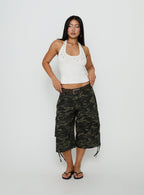 Renara Halter Ribbed Button Top White