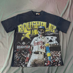 Roughplay Skeleton All-Star Baseball Rhinestone Tee