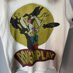 Roughplay Crazy Cartoon Rabbit Rhinestone Distressed Tee