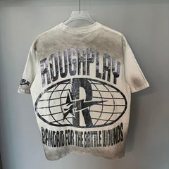 Roughplay Crazy Cartoon Rabbit Rhinestone Distressed Tee