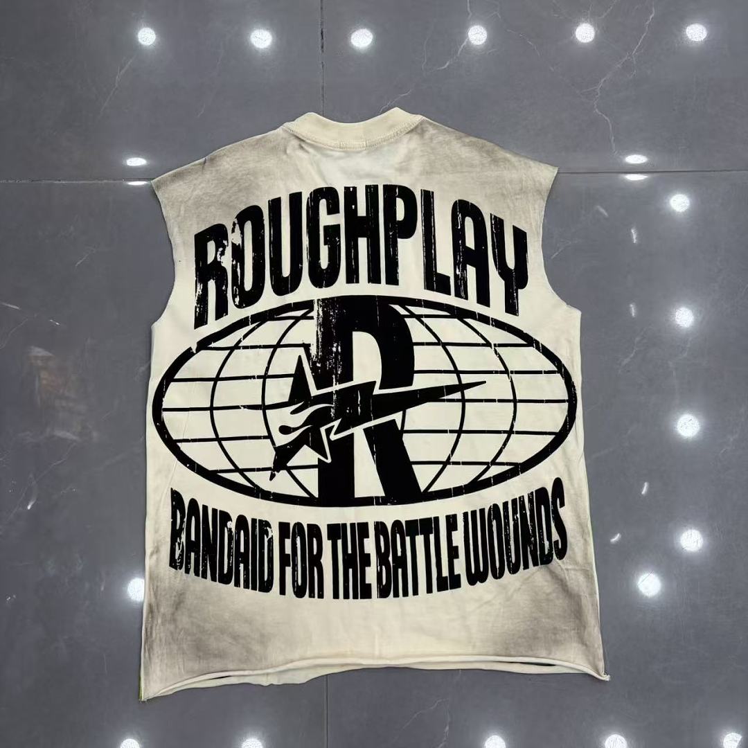 Roughplay Skull Sun Mushroom Field Distressed Tank Top