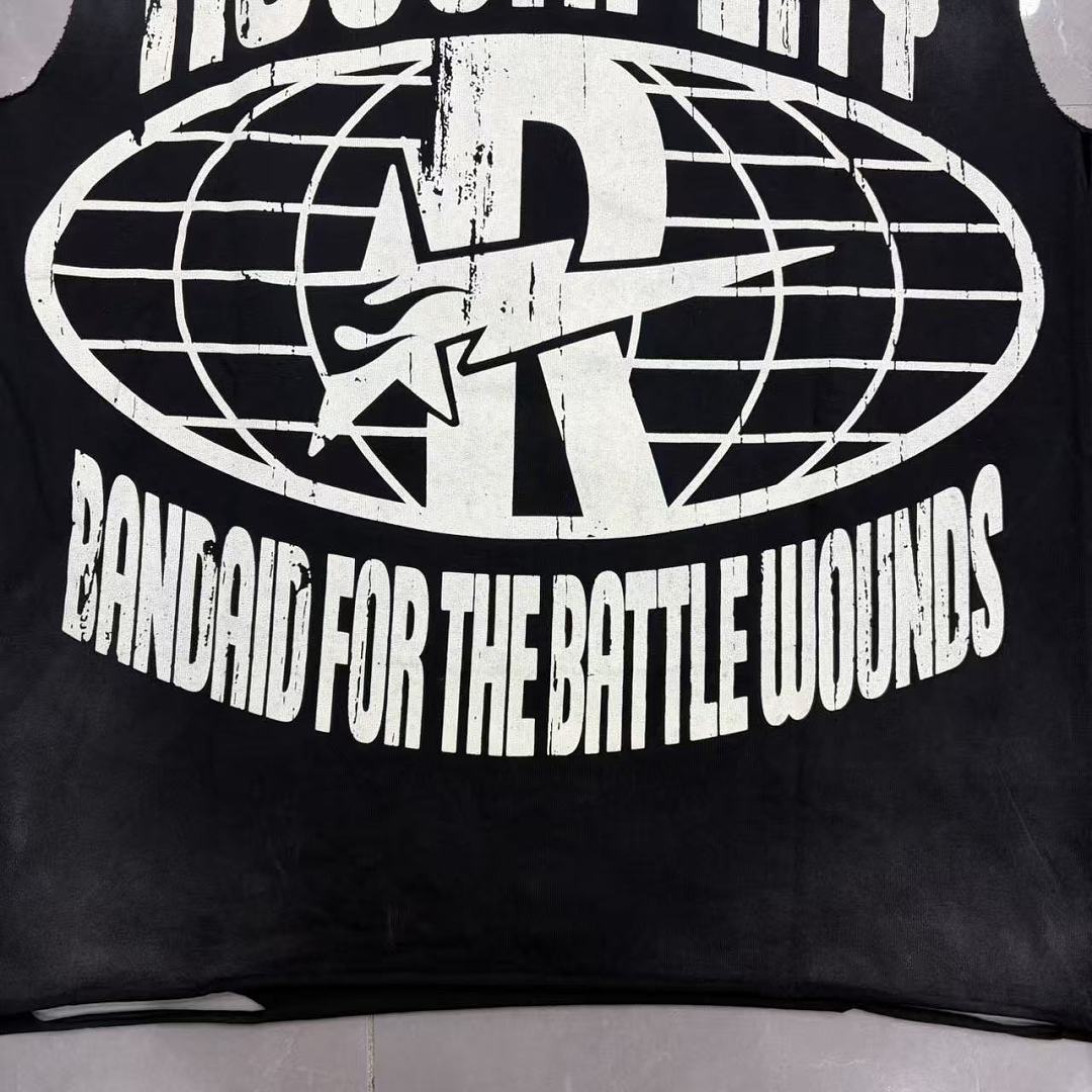 Roughplay "The World Is Yours" Oval Logo Rhinestone Tank Top