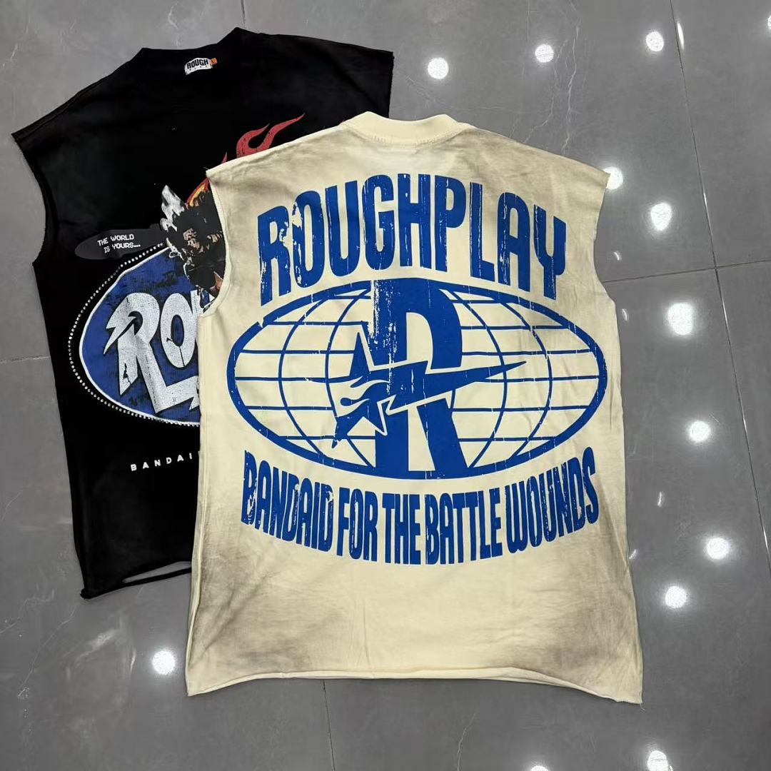 Roughplay "The World Is Yours" Oval Logo Rhinestone Tank Top