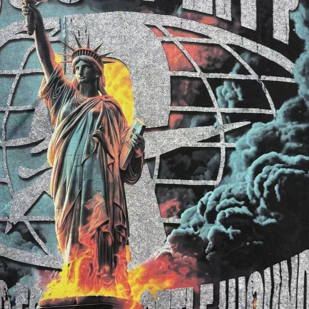 Roughplay Statue of Liberty Flame Rhinestone Tank Top