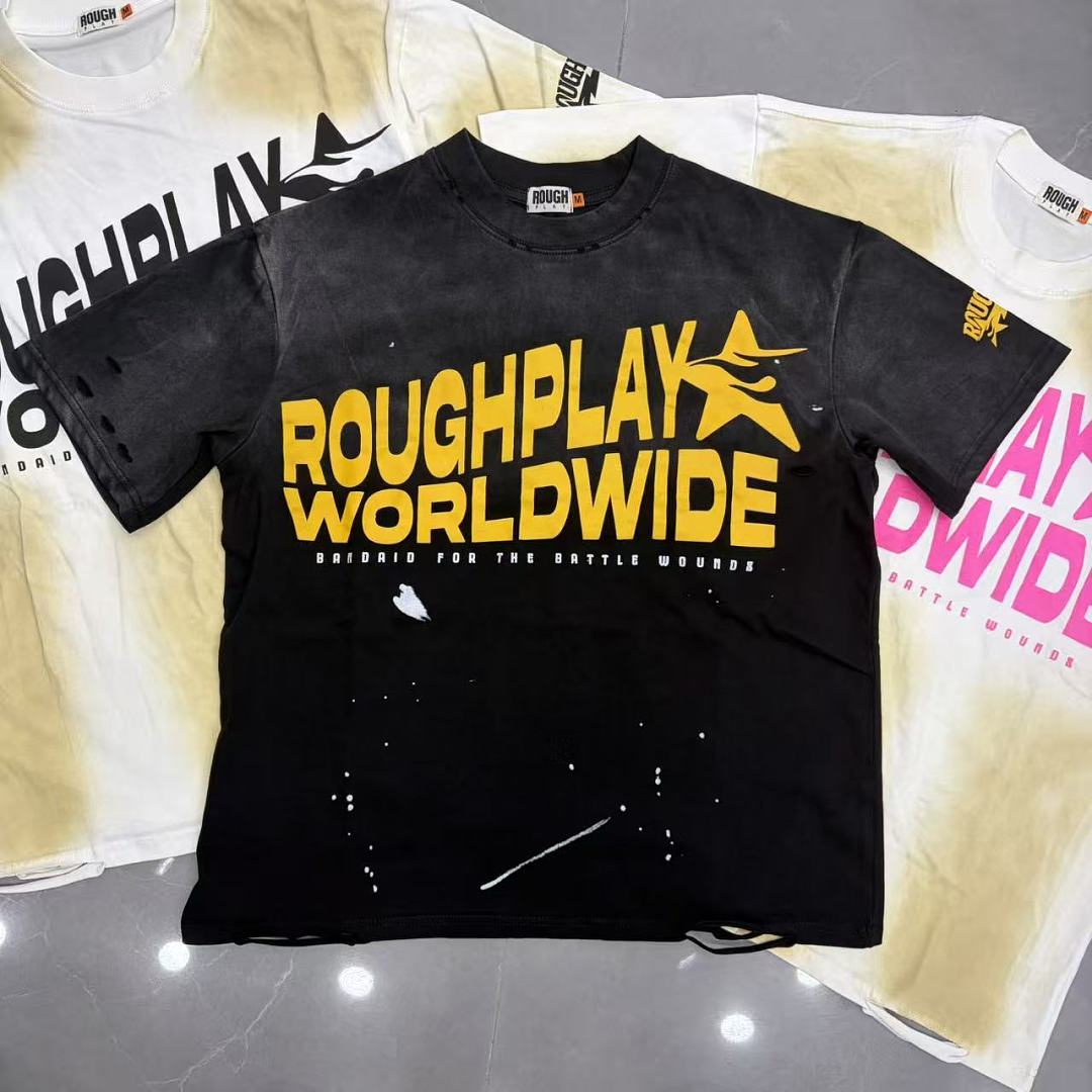 Roughplay Worldwide Multi-Color Distressed Graphic Tee