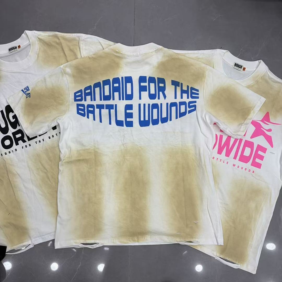 Roughplay Worldwide Multi-Color Distressed Graphic Tee