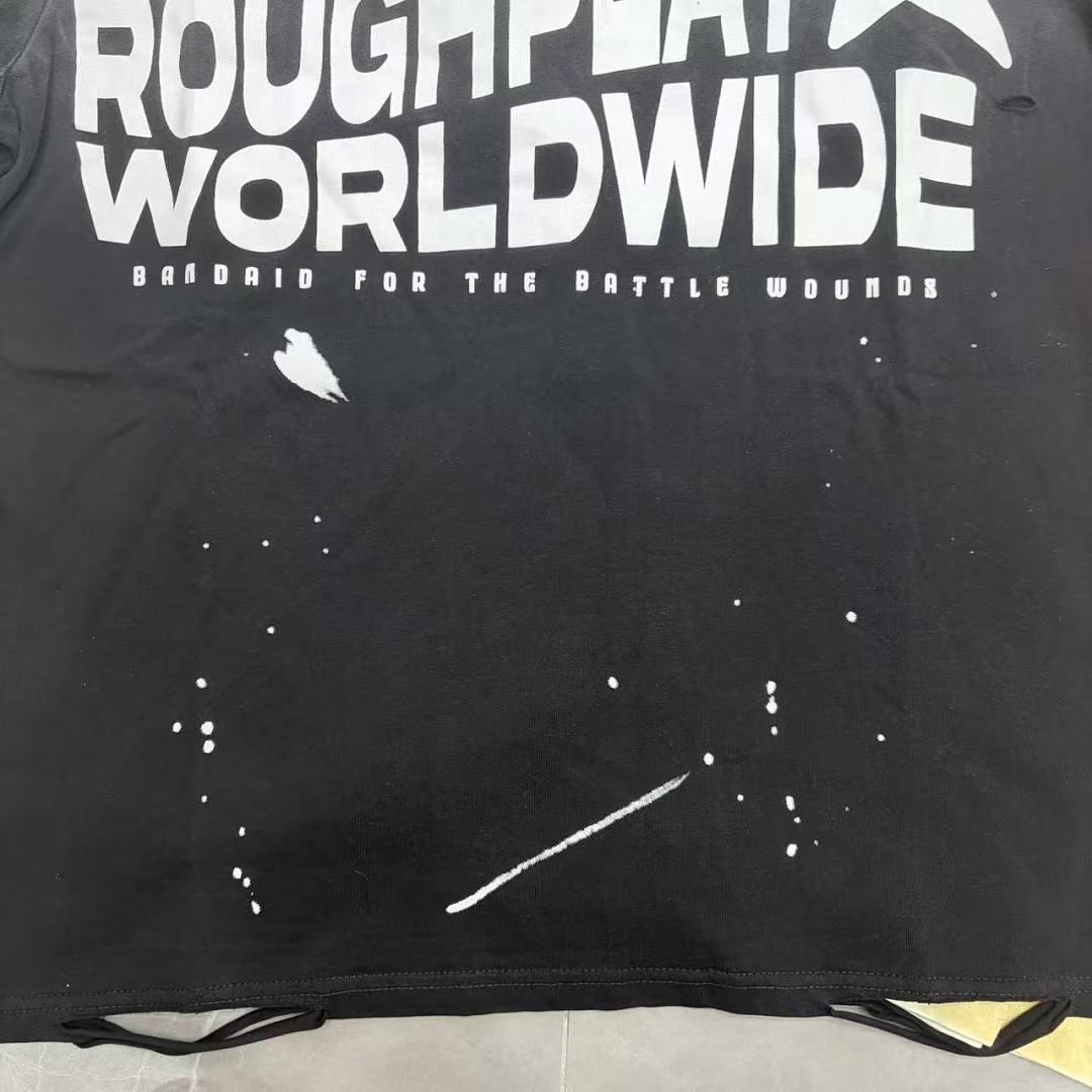 Roughplay Worldwide Multi-Color Distressed Graphic Tee