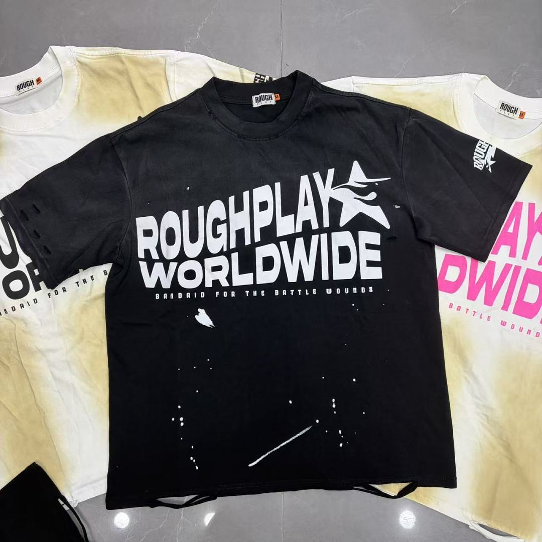 Roughplay Worldwide Multi-Color Distressed Graphic Tee