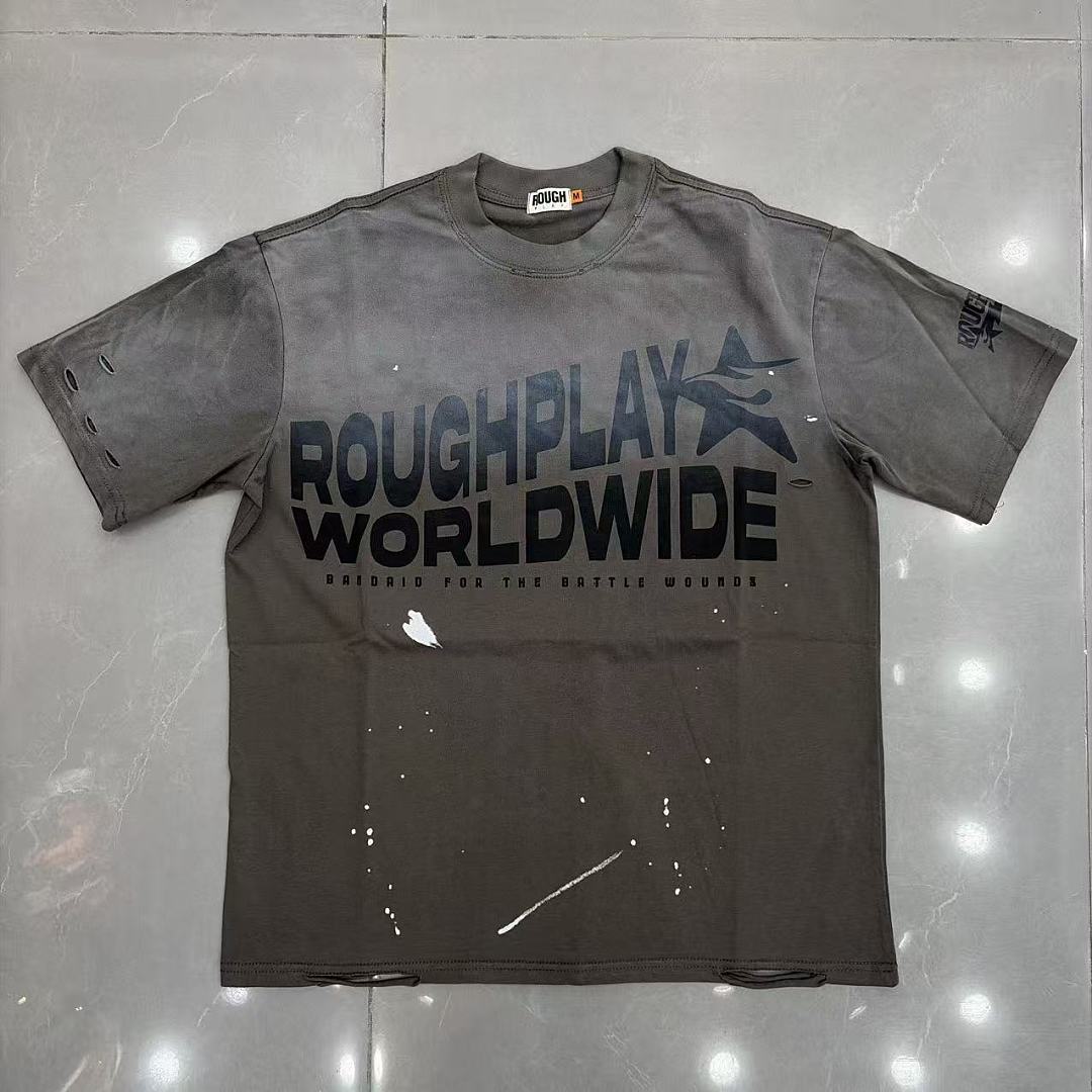 Roughplay Worldwide Multi-Color Distressed Graphic Tee