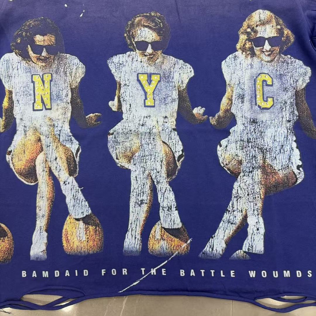 Roughplay NYC Football Girls Blue Distressed Tee
