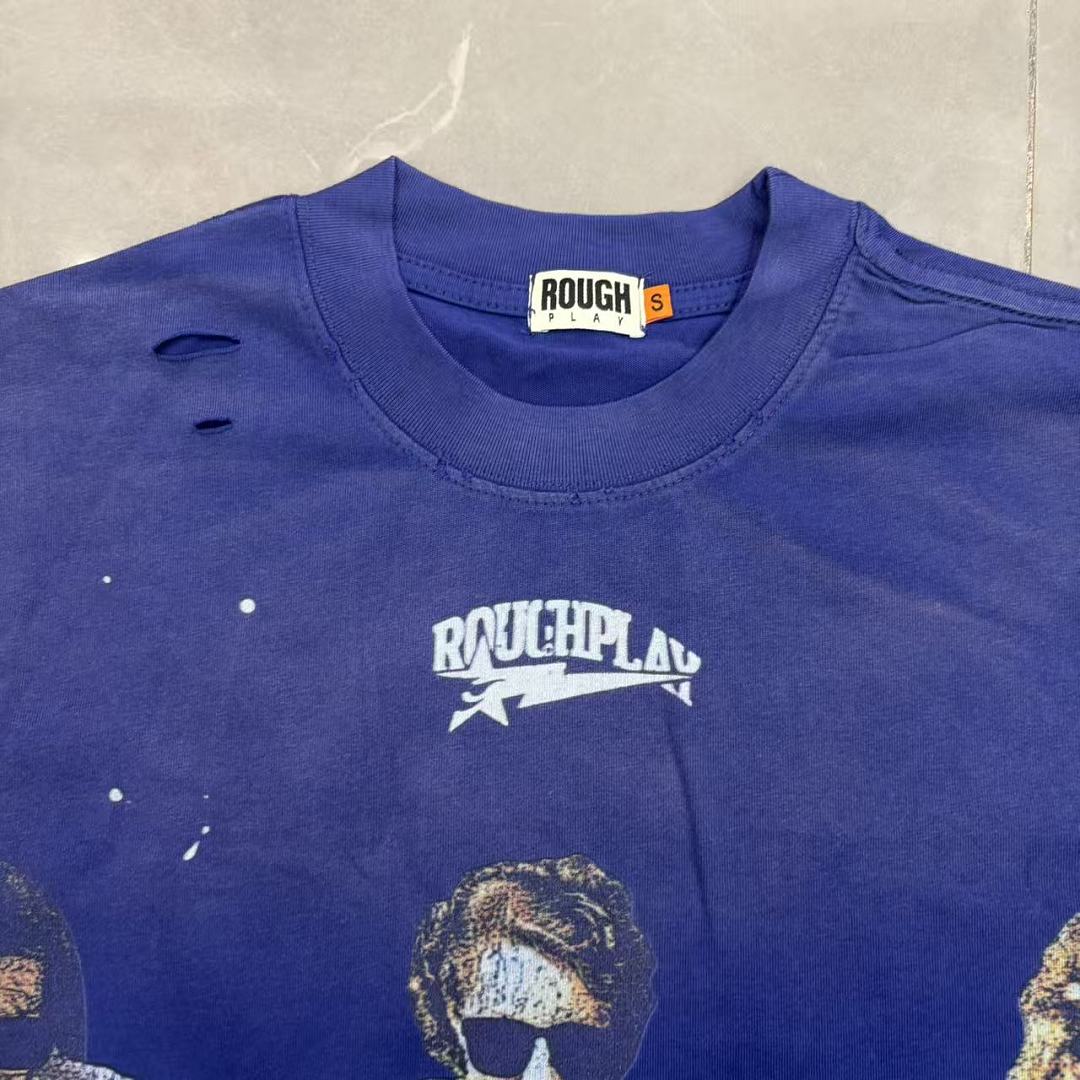 Roughplay NYC Football Girls Blue Distressed Tee