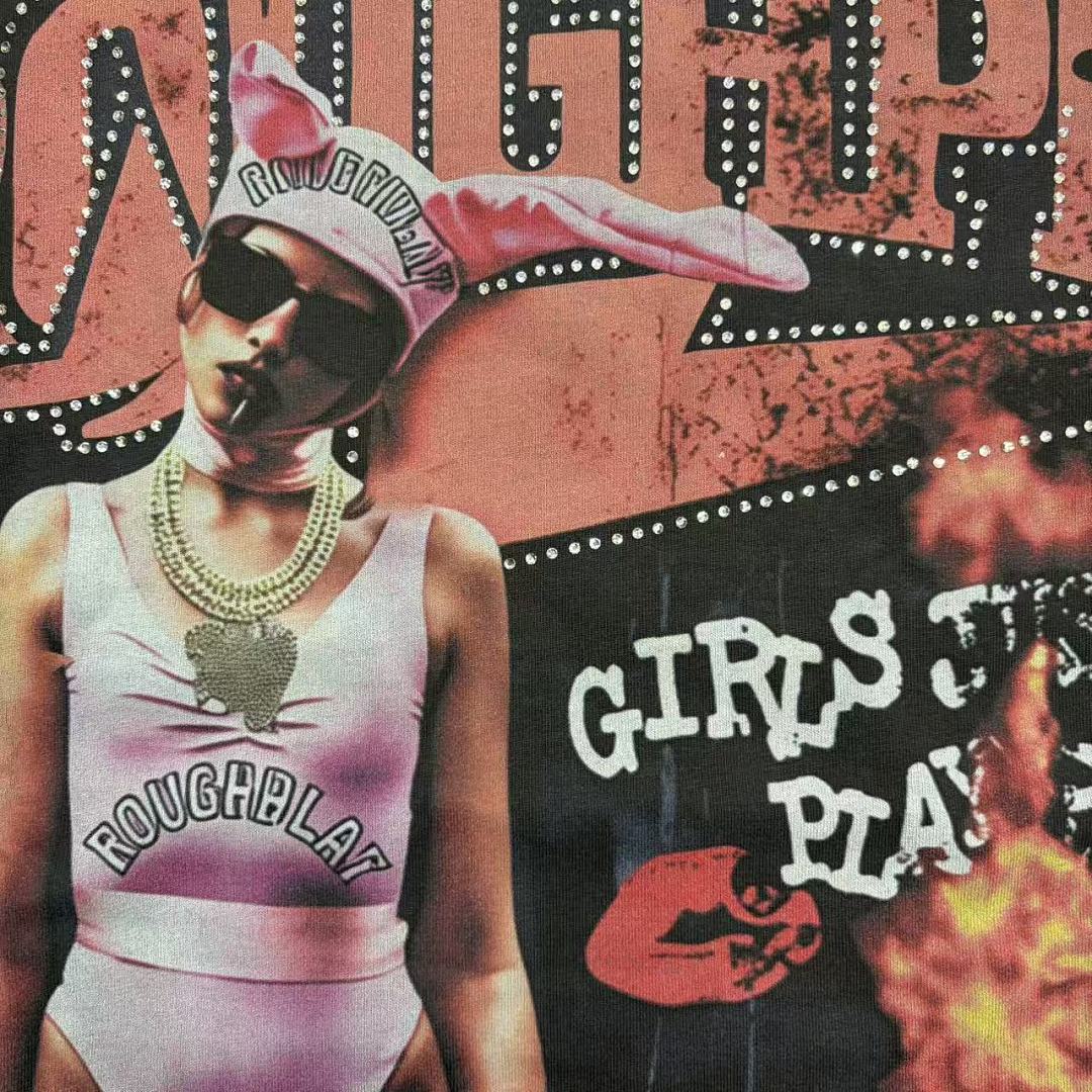 Roughplay "Girls Just Wanna Play Rough" Distressed Graphic Tee