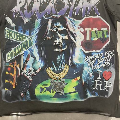 Roughplay "Rockstar" Skull Gotham City All-Over Graphic Tee