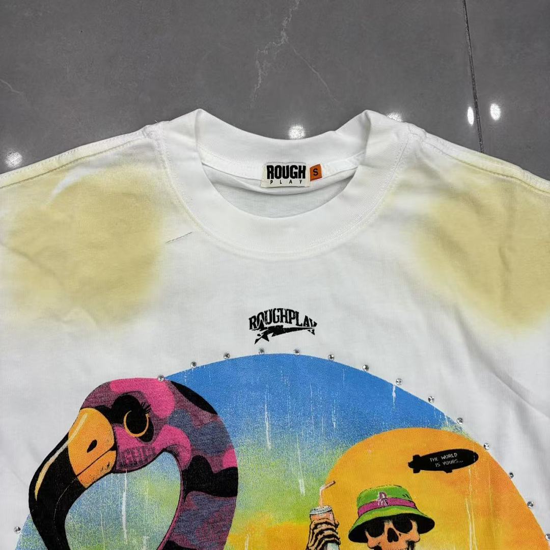 Roughplay "Bandaid for the Battle Wounds" Skeleton Flamingo Tee