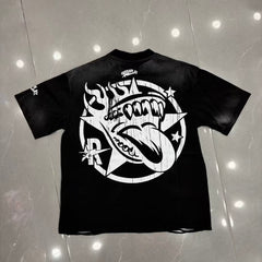 Roughplay Lightning Muscle Car Distressed Black Graphic Tee