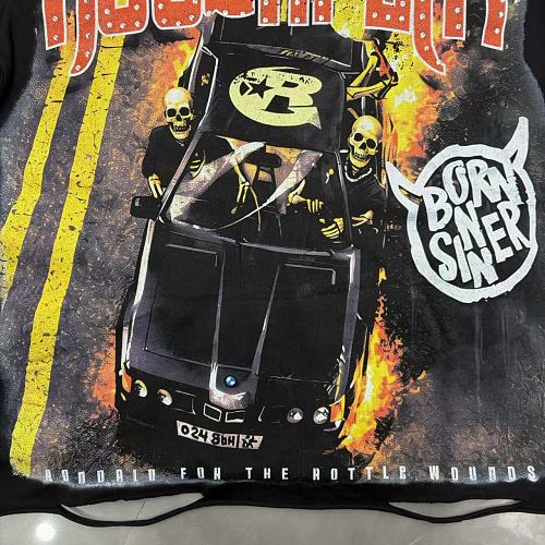 Roughplay "Born Sinner" Skeleton Road Rage Graphic Tee