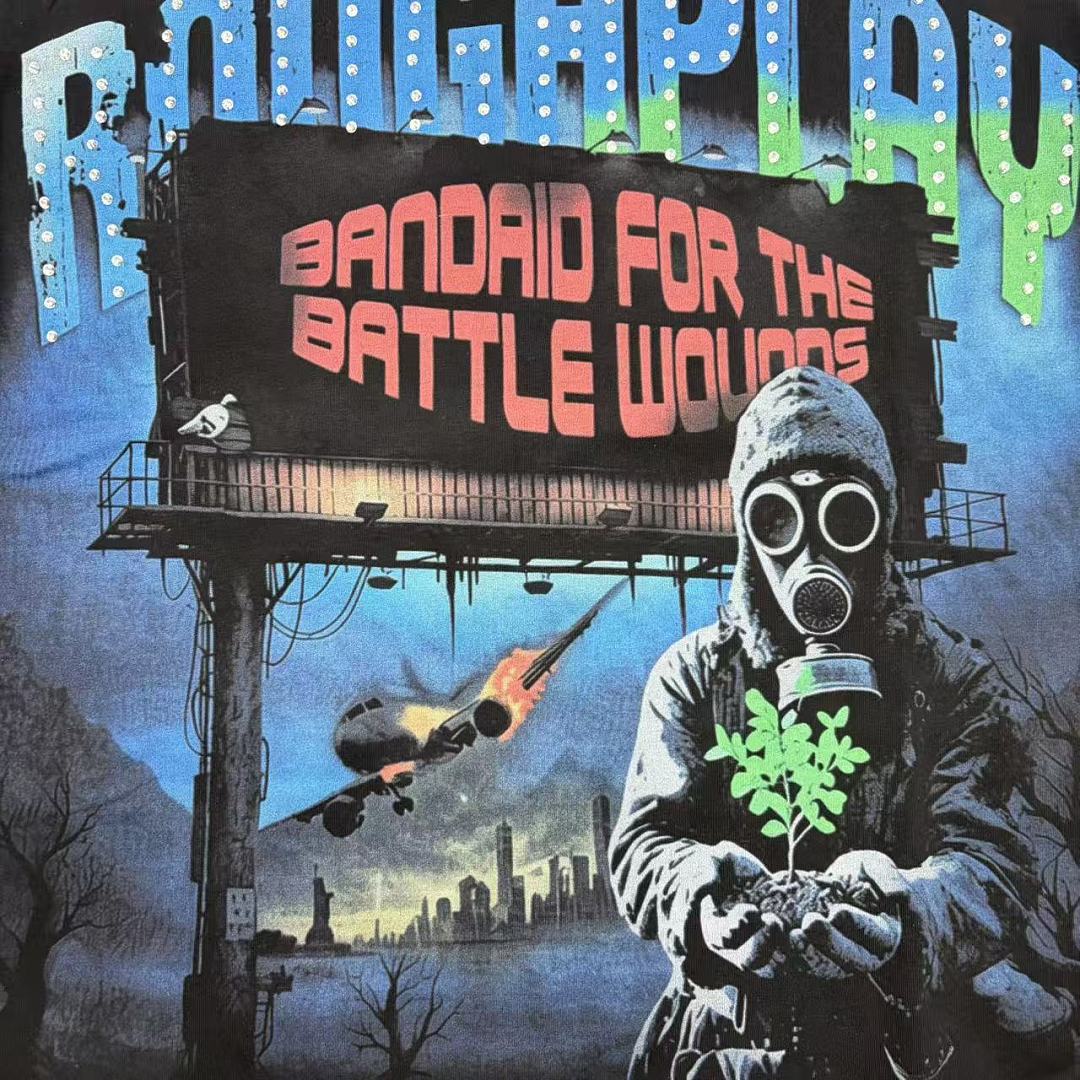 Roughplay "Bandaid for the Battle Wounds" Gas Mask Apocalypse Tee