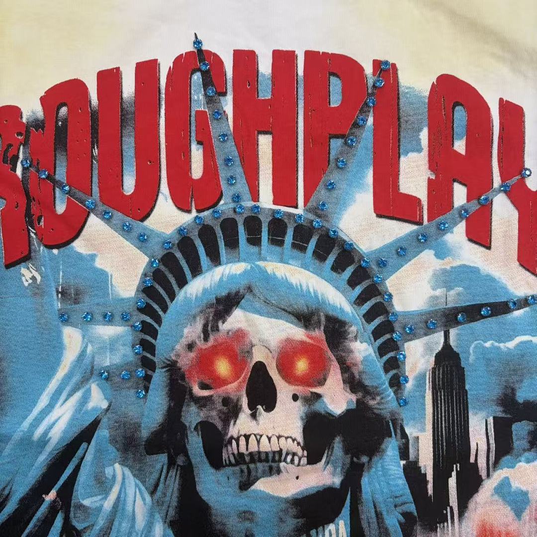 Roughplay Skull Liberty "WARNING" Oversized Graphic Tee