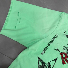 Roughplay Art Dept Collage Neon Green Distressed Tee