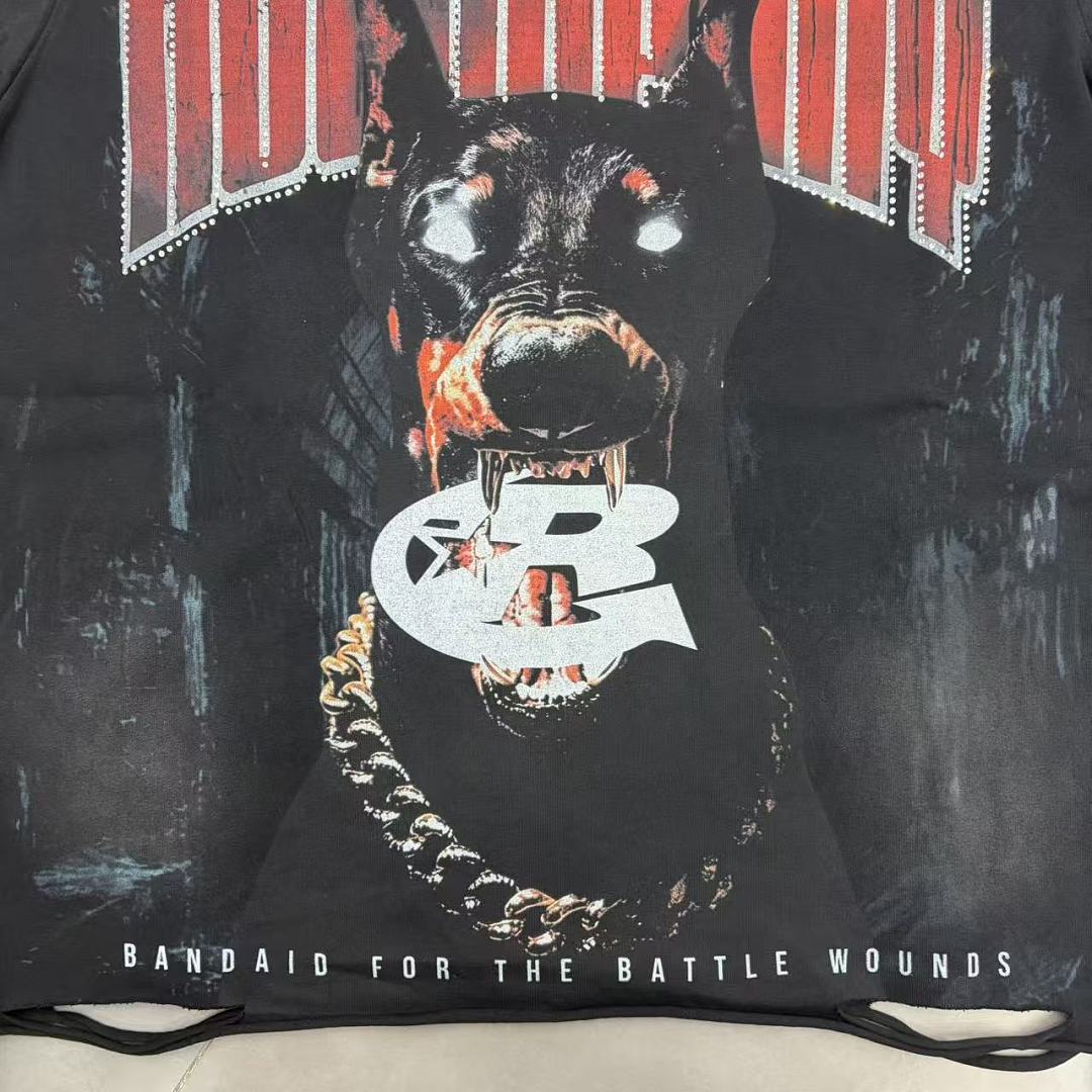 Roughplay Doberman "Bandaid for the Battle Wounds" Chain Distressed Tee
