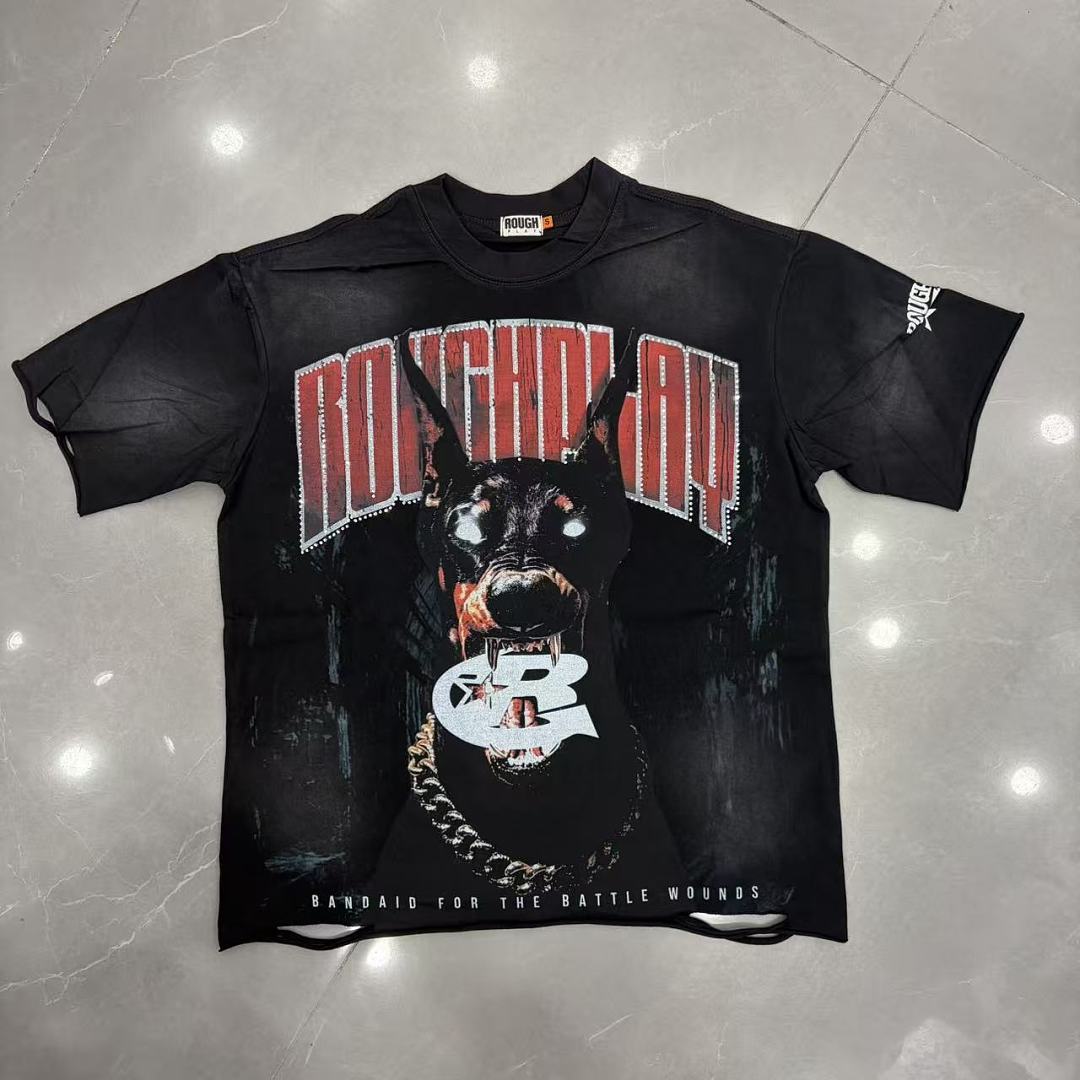 Roughplay Doberman "Bandaid for the Battle Wounds" Chain Distressed Tee