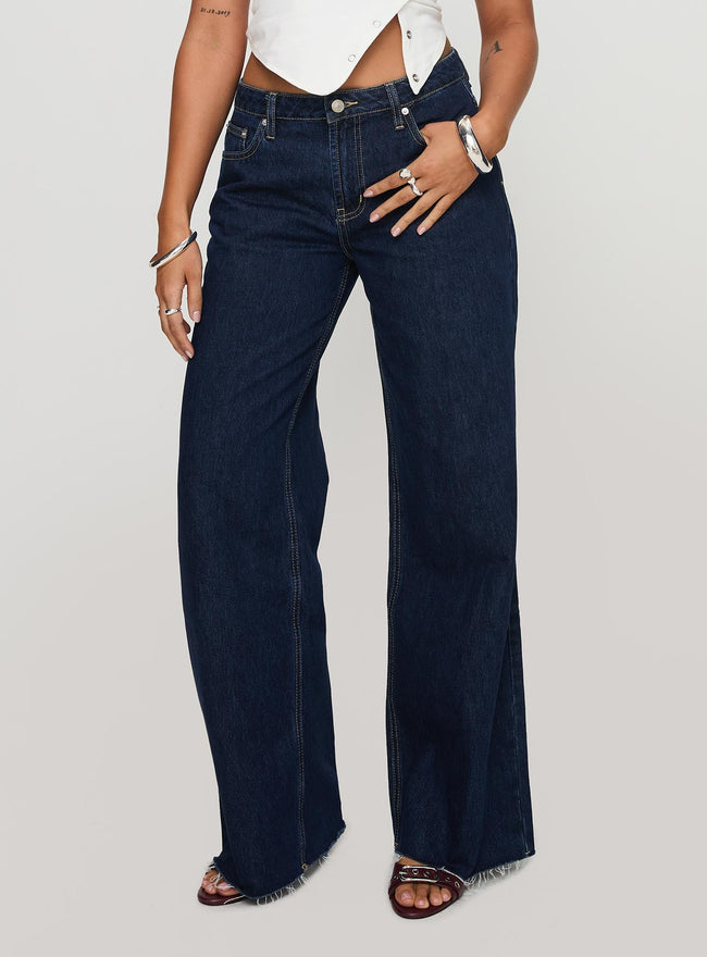 Darla Low Rise Straight Leg Jean Dark Blue Wash Main Image