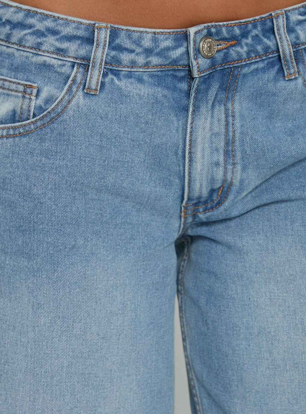 Ramos Low Rise Wide Leg Denim Jeans Bright Blue Wash
