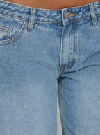 Ramos Low Rise Wide Leg Denim Jeans Bright Blue Wash