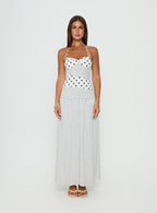 Marguerite Halter Maxi Dress White Polka Dot