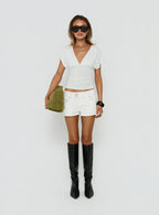 Cruiza Low Rise Micro Denim Short White