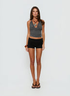 Madlyn Cowl Neck Top Dark Grey