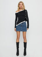 Nickei Denim Mini Skirt Mid Wash