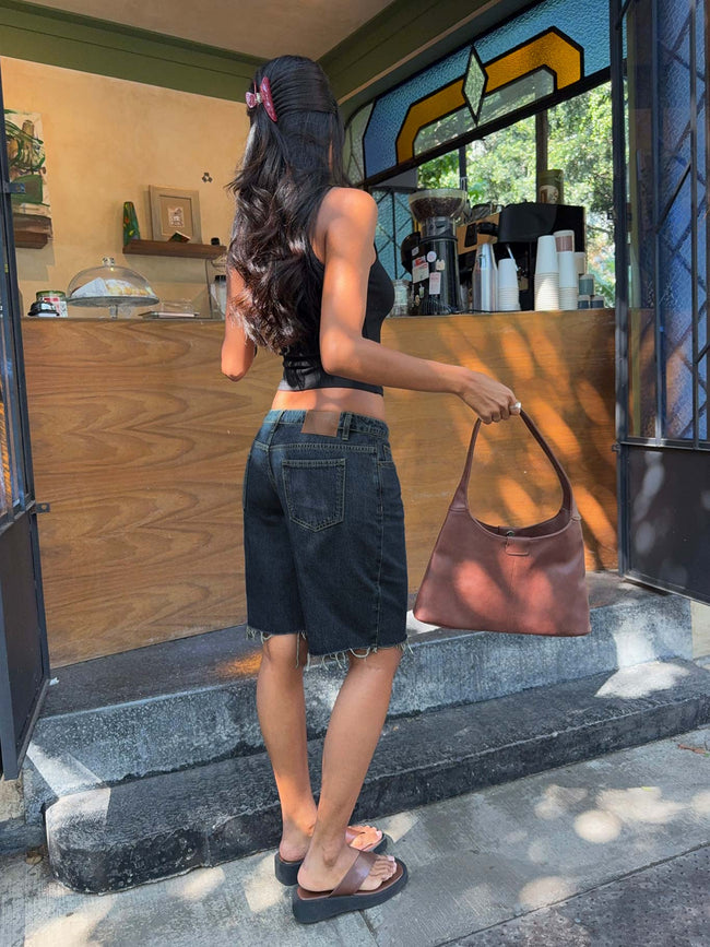 Cult Classic Longline Denim Shorts Vintage Wash Hover Image