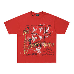 MIXED EMOTION Red Vintage Graphic  T‑Shirt
