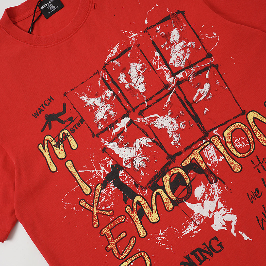 MIXED EMOTION Red Vintage Graphic  T‑Shirt