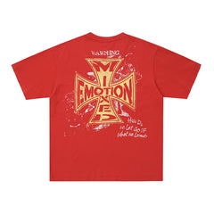 MIXED EMOTION Red Vintage Graphic  T‑Shirt
