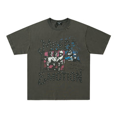 MIXED EMOTION Dark Grey Cross Graphic  T-Shirt