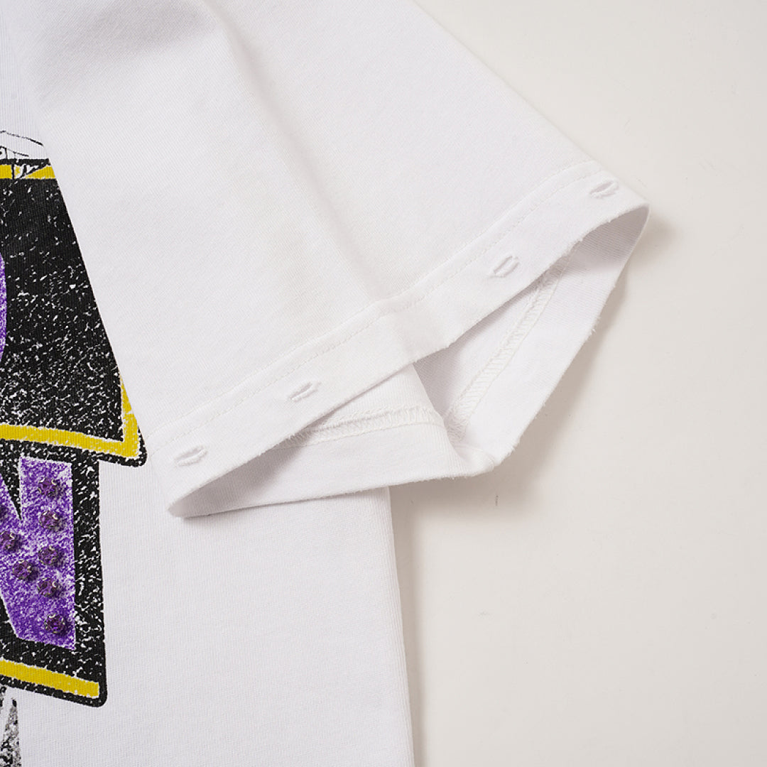 MIXED EMOTION Collage Purple Logo Graphic T‑Shirt