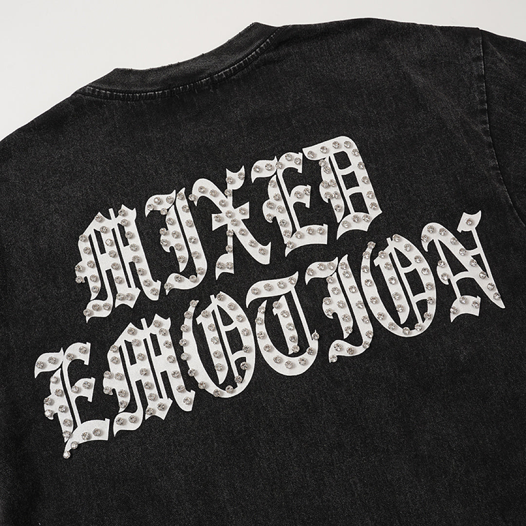 MIXED EMOTION Print Vintage Portrait Graphic T‑Shirt