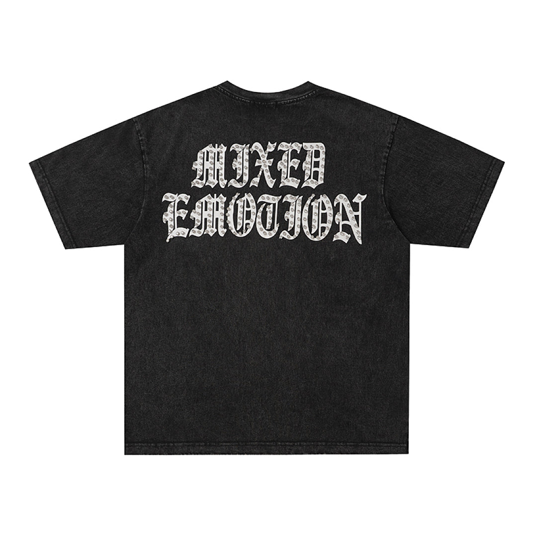 MIXED EMOTION Print Vintage Portrait Graphic T‑Shirt