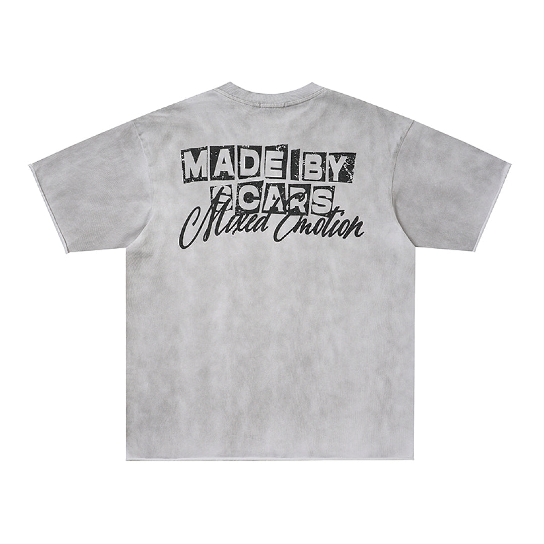 MIXED EMOTION Heather Grey Portrait Box Graphic T‑Shirt
